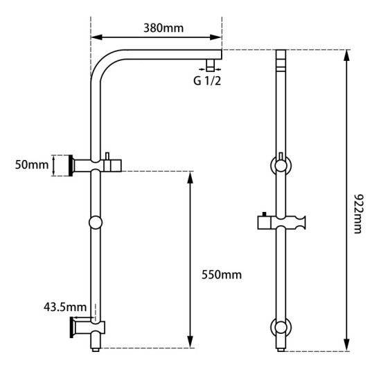 10 inch 250mm Round Gunmetal Grey Twin Shower Station Top Water Inlet